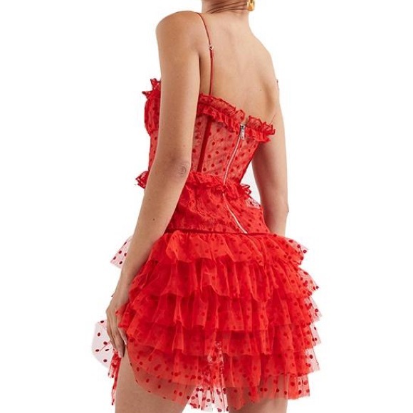 For Love and Lemons ๐๐๐ Jules Mini Dress in Red corset layered dress - Picture 8 of 9